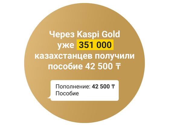 Через Kaspi Gold 351 тысяча казахстанцев получили пособие 42 500 тенге Через Kaspi Gold 351 тысяча казахстанцев получили пособие 42 500 тенге