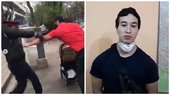 Алматинец, порвавший на полицейском куртку, извинился Алматинец, порвавший на полицейском куртку, извинился