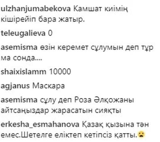 Желі қолданушыларының пікірі. Скриншот:Instagram Желі қолданушыларының пікірі. Скриншот:Instagram