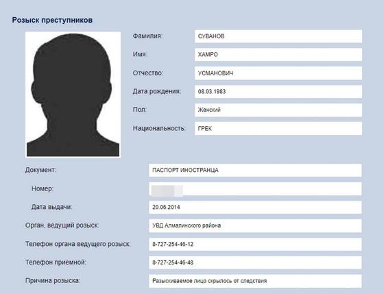 Похищенного Лилией Рах Хамро Суванова объявили в розыск в Казахстане Похищенного Лилией Рах Хамро Суванова объявили в розыск в Казахстане