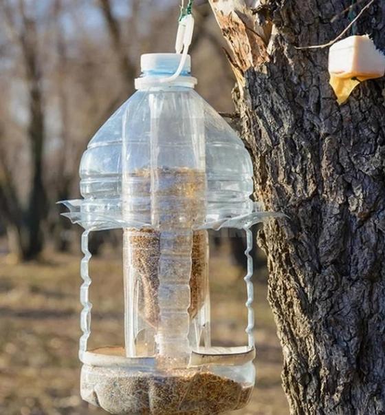 Кормушка для птиц из пластиковых бутылок Кормушка для птиц из пластиковых бутылок