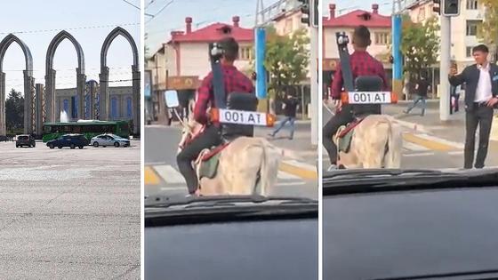 Наездника на осле сняли на видео в районе Атакента. Скриншот видео Facebook Наездника на осле сняли на видео в районе Атакента. Скриншот видео Facebook