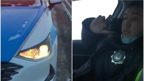 Полицейские на трассе в Акмолинской области Полицейские на трассе в Акмолинской области