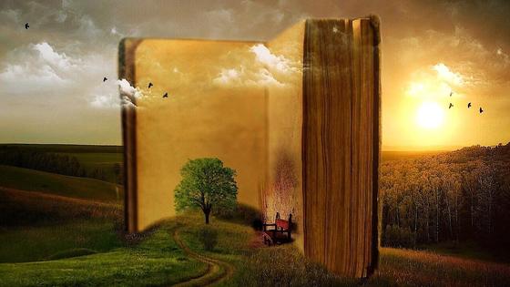 открытая книга и пейзаж открытая книга и пейзаж