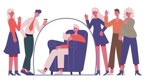 Человек с книгой в кресле и люди вокруг Человек с книгой в кресле и люди вокруг
