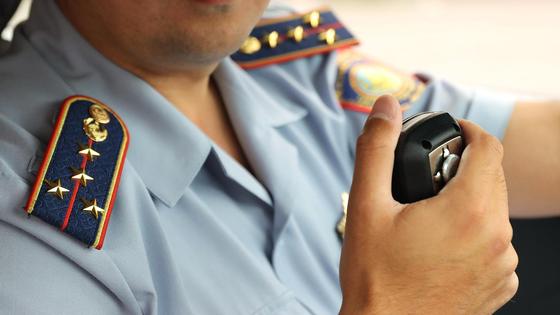 Полицейский за рулем служебного автомобиля Полицейский за рулем служебного автомобиля