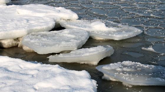 Льдины на водоеме Льдины на водоеме