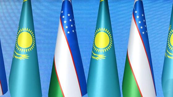 флаги Узбекистана и Казахстана флаги Узбекистана и Казахстана