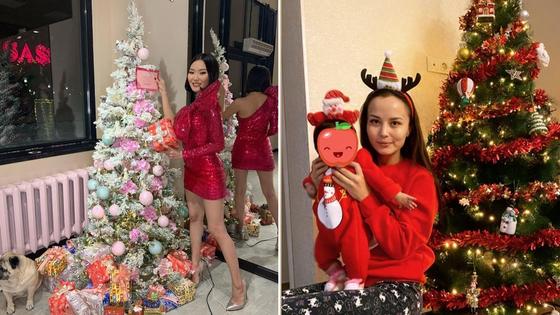 Жулдыз Омиргали и Айсауле Бакытбек на фоне елок Жулдыз Омиргали и Айсауле Бакытбек на фоне елок