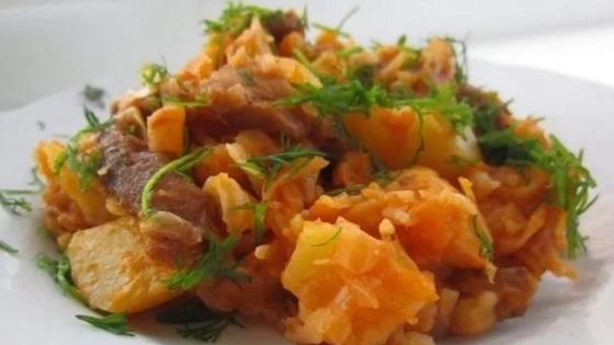 картошка с капустой и мясом картошка с капустой и мясом